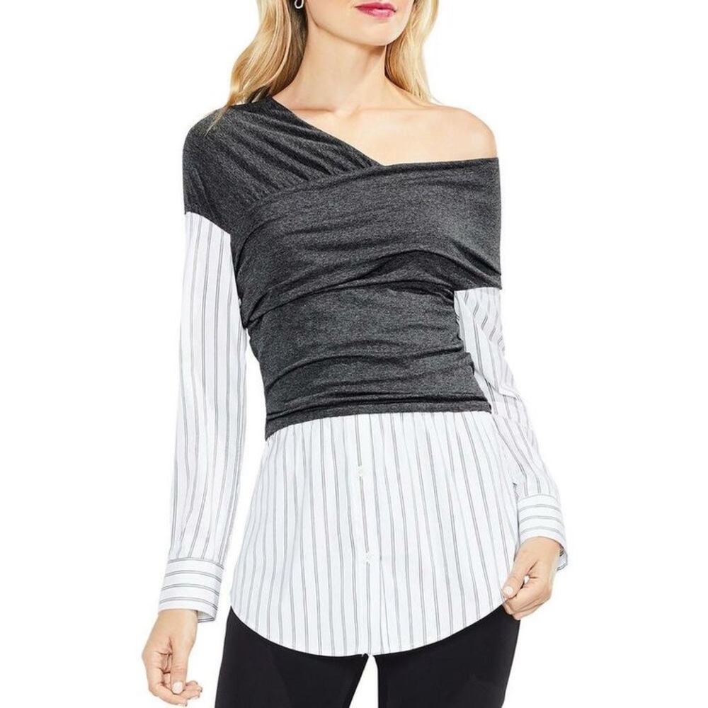 Vince Camuto Women's One-Shoulder Layered Look Top Medium